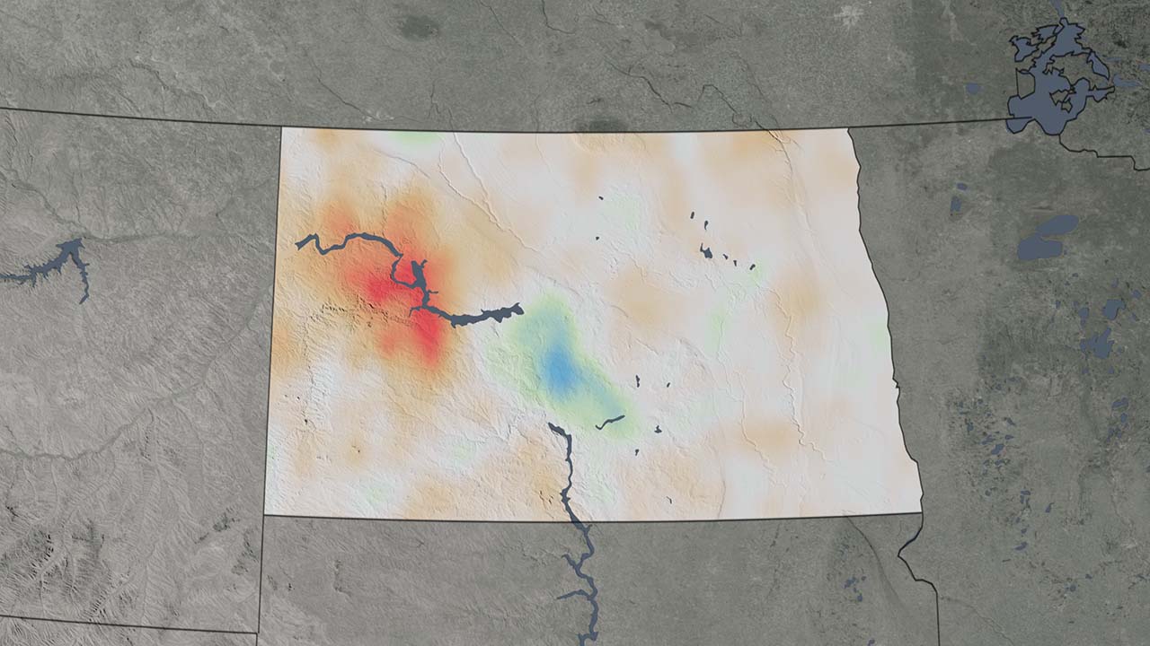 North Dakota Regional Changes in NO2, 2005-2016